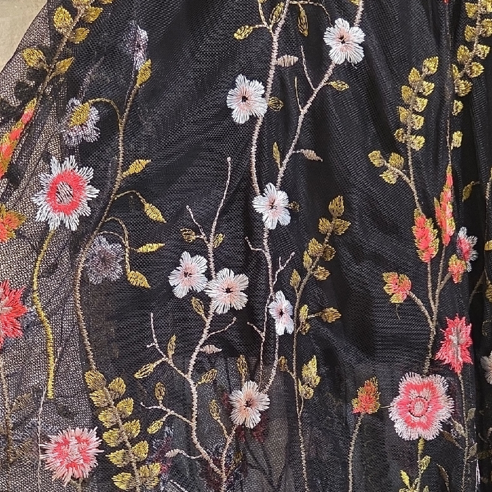 INC International Concepts Black Floral Asymmetrical Handkerchief Skirt - Picture 5 of 6